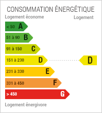 Consommation en énergie : 223 kWh par mètre carré